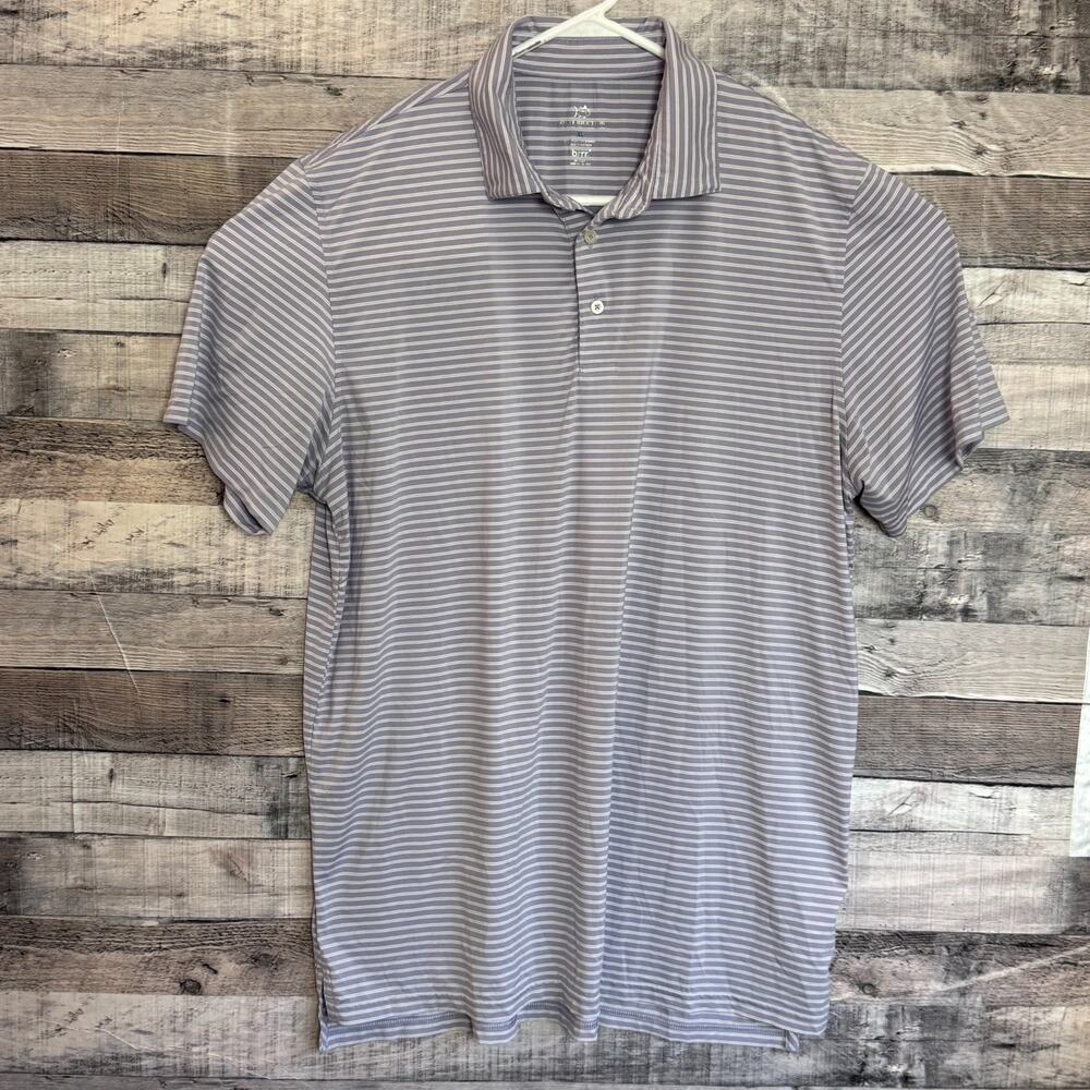Southern Tide Performance Brrr Polo Shirt Mens XL Gray Striped Stretch Golf